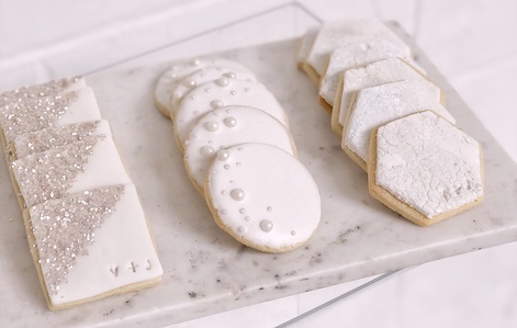 Monogrammed White Wedding Cookies London